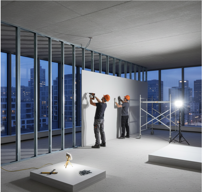 Pose cloison en placo, Bon-Encontre